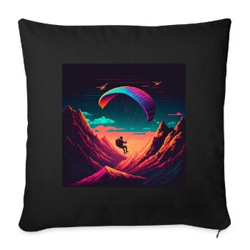 Vaporwave style, paragliding in nature - Sofa pillowcase 17,3'' x 17,3'' (45 x 45 cm) - black - Front