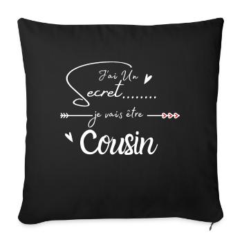 Je vais être cousin - Housse de coussin décorative 45 x 45 cm - noir - Devant