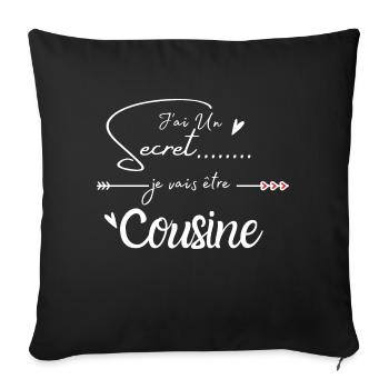 Je vais être cousine - Housse de coussin décorative 45 x 45 cm - noir - Devant