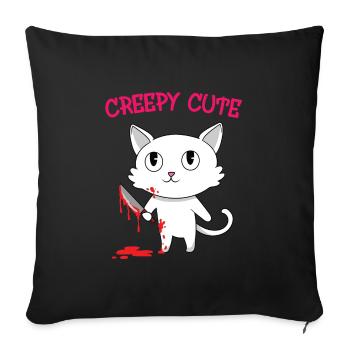 Chemise d'Halloween "Creepy Cute" pour le 31 - Housse de coussin décorative 45 x 45 cm - noir - Devant