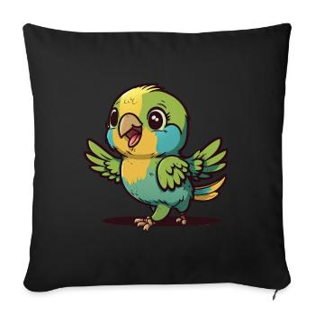 Kawaii Papagai, for crazy birds - Sofa pillowcase 17,3'' x 17,3'' (45 x 45 cm) - black - Front