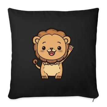 Kawaii Lion, pour les personnalités fortes - Housse de coussin décorative 45 x 45 cm - noir - Devant