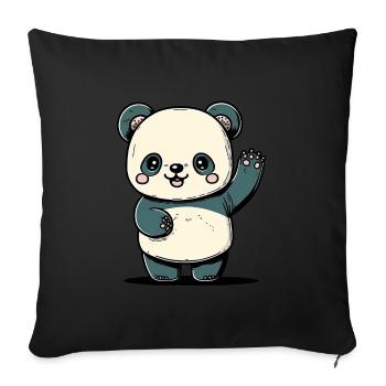 Kawaii Panda, zum lieb haben - Sofakissenbezug 45 x 45 cm - Schwarz - Vorne