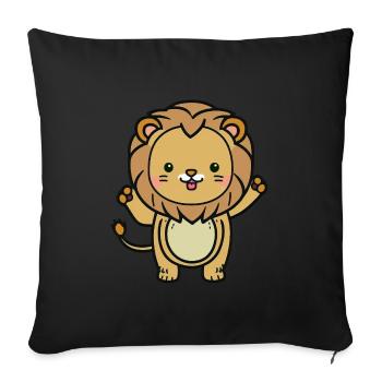 Kawaii Lion, pour les personnalités fortes - Housse de coussin décorative 45 x 45 cm - noir - Devant