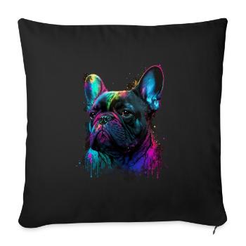 Français Bulldog - Housse de coussin décorative 45 x 45 cm - noir - Devant