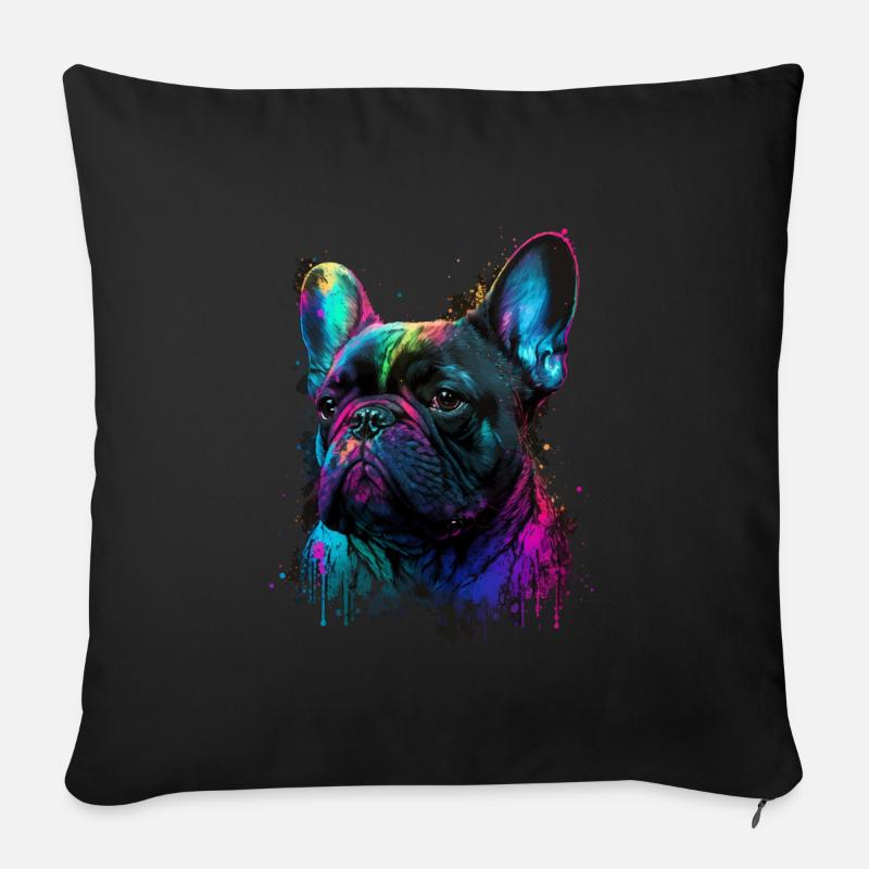 Französische Bulldogge - Sofakissenbezug 45 x 45 cm - Schwarz