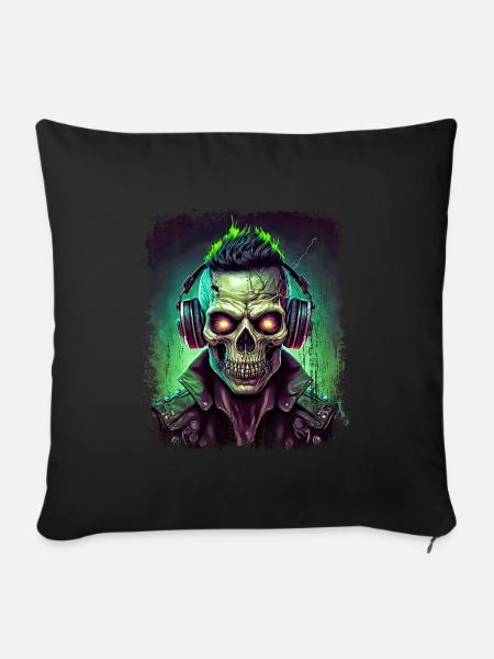 Zombie dark music dj - Sofa pillowcase 17,3'' x 17,3'' (45 x 45 cm) - black