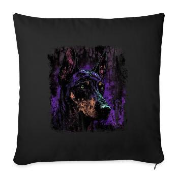 Doberman effrayant - Housse de coussin décorative 45 x 45 cm - noir - Devant