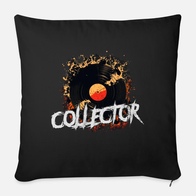 Schallplatten Sammler - Sofakissenbezug 45 x 45 cm - Schwarz