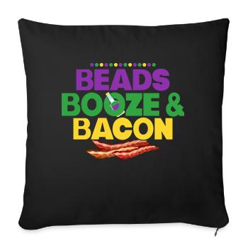 Beads Booze & Bacon Mardi Gras Parade - Sofa pillowcase 17,3'' x 17,3'' (45 x 45 cm) - black - Front