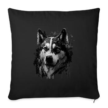 Chien Husky - Housse de coussin décorative 45 x 45 cm - noir - Devant
