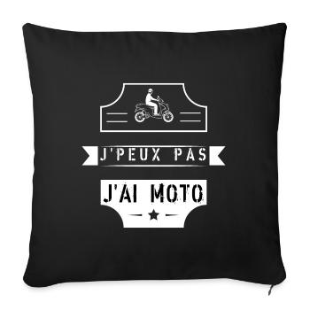 j'peux pas j'ai moto - Housse de coussin décorative 45 x 45 cm - noir - Devant