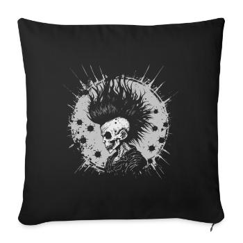 Horreur Punk Zombie Crâne - Housse de coussin décorative 45 x 45 cm - noir - Devant