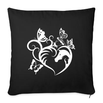 Tiermotiv Pferde Pferdeportrait Herz Geschenk - Sofakissenbezug 45 x 45 cm - Schwarz - Vorne