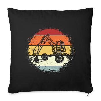 Excavator - Sofa pillowcase 17,3'' x 17,3'' (45 x 45 cm) - black - Front