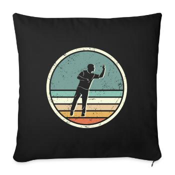 Joueur de fléchettes Jeu de fléchettes rétro - Housse de coussin décorative 45 x 45 cm - noir - Devant
