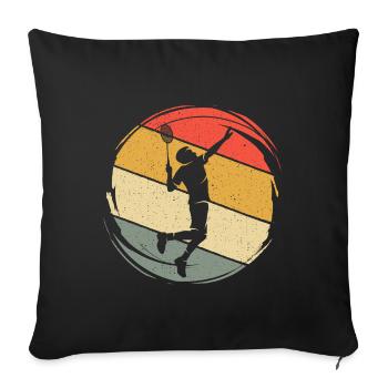 Badminton player Badminton player retro badminton - Sofa pillowcase 17,3'' x 17,3'' (45 x 45 cm) - black - Front