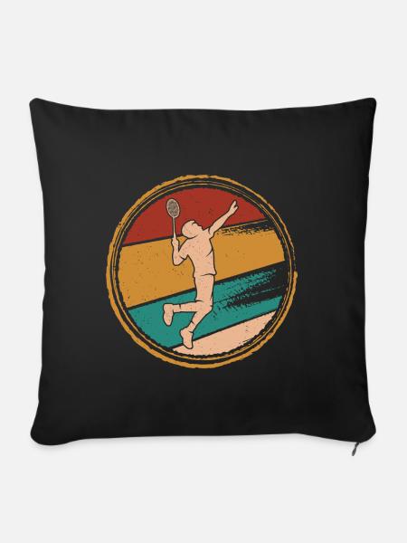 Federball Badmintonspieler Retro Badminton - Sofakissenbezug 45 x 45 cm - Schwarz