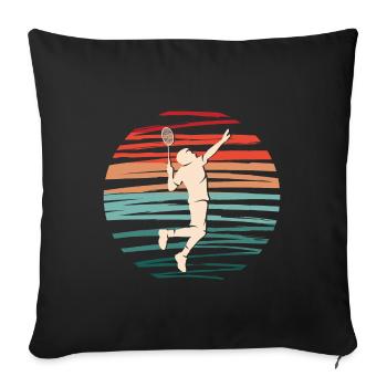 Badminton player retro badminton - Sofa pillowcase 17,3'' x 17,3'' (45 x 45 cm) - black - Front