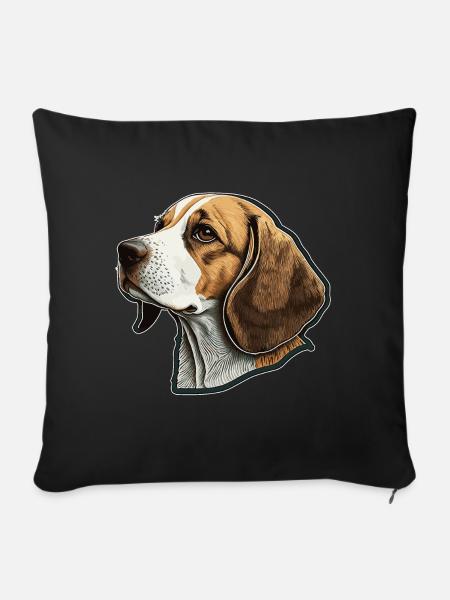 Beagle - Housse de coussin décorative 45 x 45 cm - noir