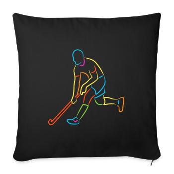 Hockeyspieler bunt Feldhockey Jungen Hockey - Sofakissenbezug 45 x 45 cm - Schwarz - Vorne