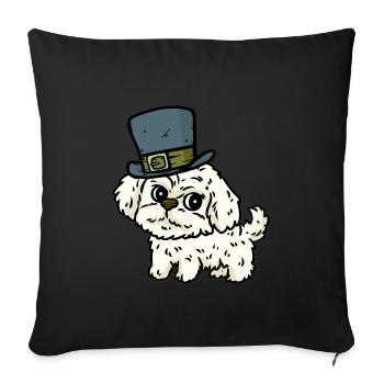 Hat Hut Dog Owner Pets Children Smaller - Sofa pillowcase 17,3'' x 17,3'' (45 x 45 cm) - black - Front