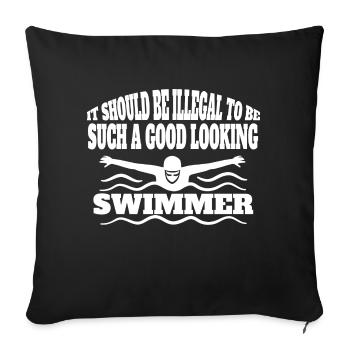 Nageuse Mme Swimming Club Nageurs Natation - Housse de coussin décorative 45 x 45 cm - noir - Devant