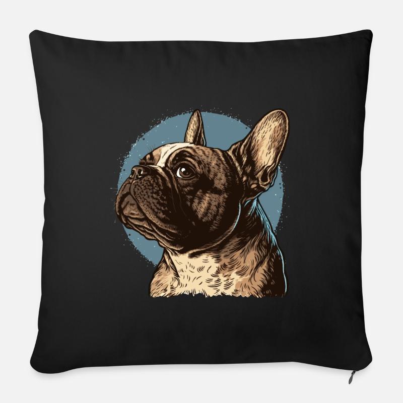 Bouledogue français - Housse de coussin décorative 45 x 45 cm - noir