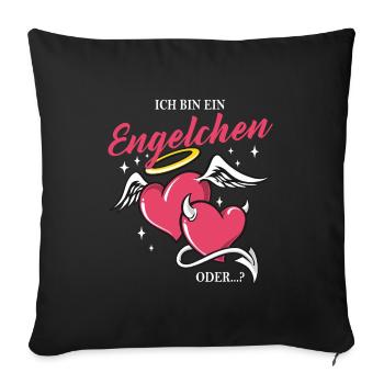 Rosenmontag Engelchen Teufelchen Fasching Karneval - Sofakissenbezug 45 x 45 cm - Schwarz - Vorne