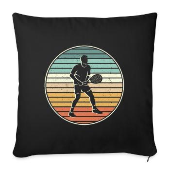 joueur de tennis entraîneur de tennis joueur de tennis rétro - Housse de coussin décorative 45 x 45 cm - noir - Devant