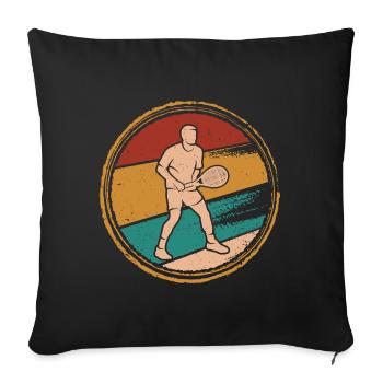 joueur de tennis Entraîneur de tennis rétro joueur de tennis - Housse de coussin décorative 45 x 45 cm - noir - Devant