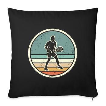 Tennisspieler Tennistrainer retro Tennis - Sofakissenbezug 45 x 45 cm - Schwarz - Vorne