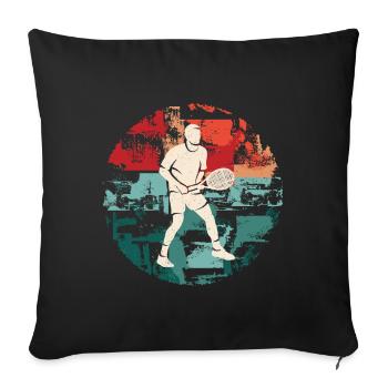 joueur de tennis club de tennis joueur de tennis rétro - Housse de coussin décorative 45 x 45 cm - noir - Devant