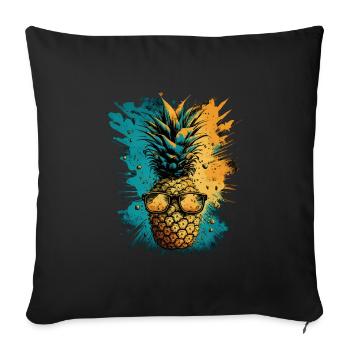Lustiges Ananas Obst - Sofakissenbezug 45 x 45 cm - Schwarz - Vorne