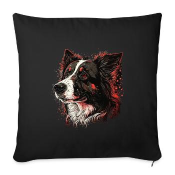 Border Collie - Sofakissenbezug 45 x 45 cm - Schwarz - Vorne