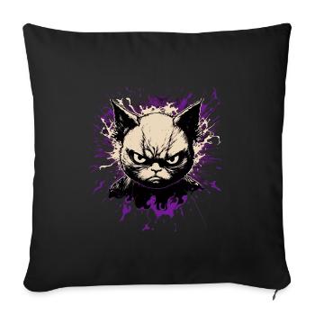 Nasty cat - Sofa pillowcase 17,3'' x 17,3'' (45 x 45 cm) - black - Front