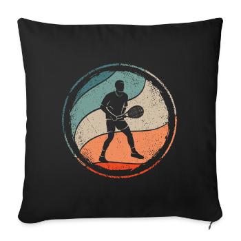Tennisspieler Tennistrainer retro Tennis - Sofakissenbezug 45 x 45 cm - Schwarz - Vorne