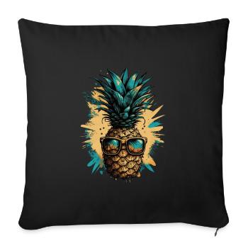Lustiges Ananas Obst - Sofakissenbezug 45 x 45 cm - Schwarz - Vorne