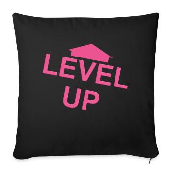 Level Up pink arrow - Sofa pillowcase 17,3'' x 17,3'' (45 x 45 cm) - black - Front