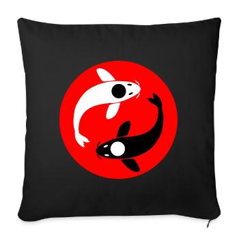 Yin and Yang Koi carp - Sofa pillowcase 17,3'' x 17,3'' (45 x 45 cm) - black - Front