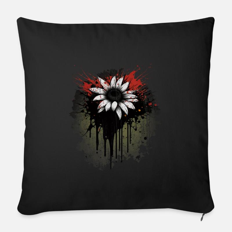 Pâquerette - Housse de coussin décorative 45 x 45 cm - noir