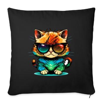 Annoying cat with sunglasses cat lovers - Sofa pillowcase 17,3'' x 17,3'' (45 x 45 cm) - black - Front