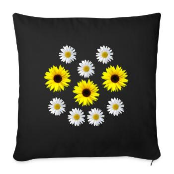 Sunflower and daisies flower, floral, flower - Sofa pillowcase 17,3'' x 17,3'' (45 x 45 cm) - black - Front