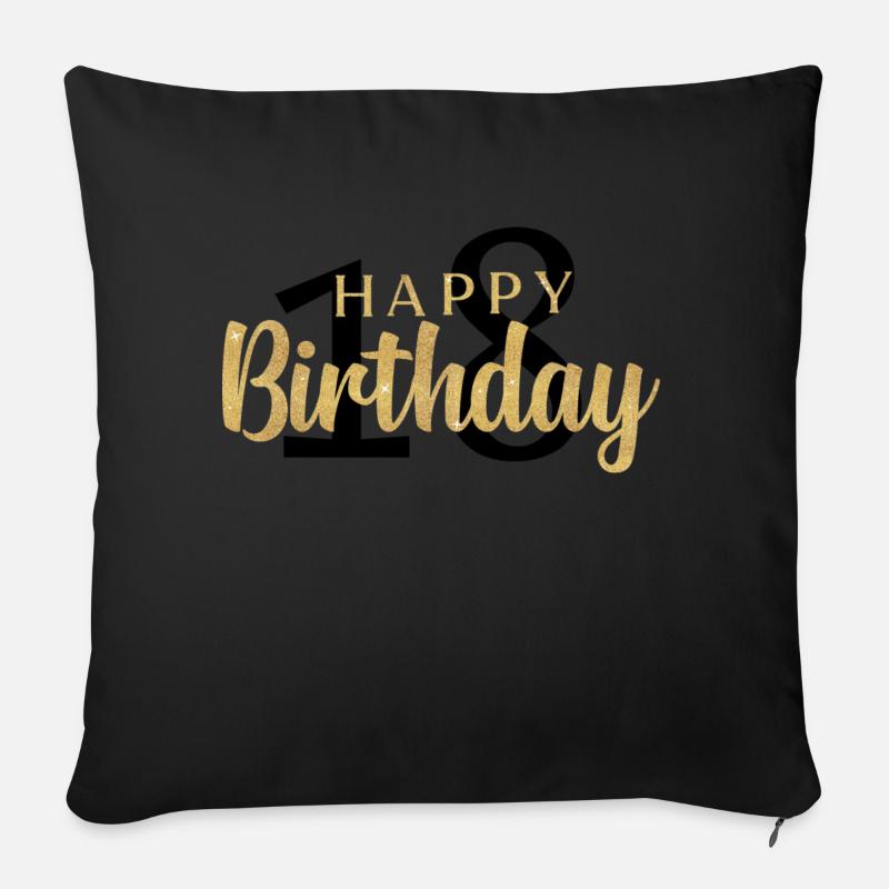 Happy Birthday 18 - Sofakissenbezug 45 x 45 cm - Schwarz