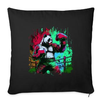 Drôle coloré Panda Boxer MMA Arts Martiaux - Housse de coussin décorative 45 x 45 cm - noir - Devant