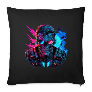 Robot futuriste Cyber Warrior Cadeau - Housse de coussin décorative 45 x 45 cm - noir - Devant