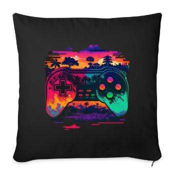Retro Konsole - Sofakissenbezug 45 x 45 cm - Schwarz - Vorne