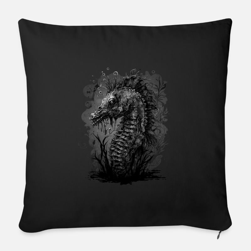 Crinchy Seepferdchen - Sofakissenbezug 45 x 45 cm - Schwarz