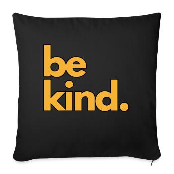 Lettres jaunes Be Kind - Housse de coussin décorative 45 x 45 cm - noir - Devant