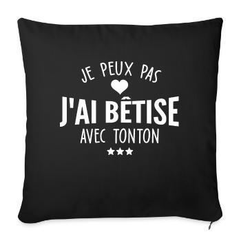 je peux pas j ai bêtise avec tonton - Housse de coussin décorative 45 x 45 cm - noir - Devant